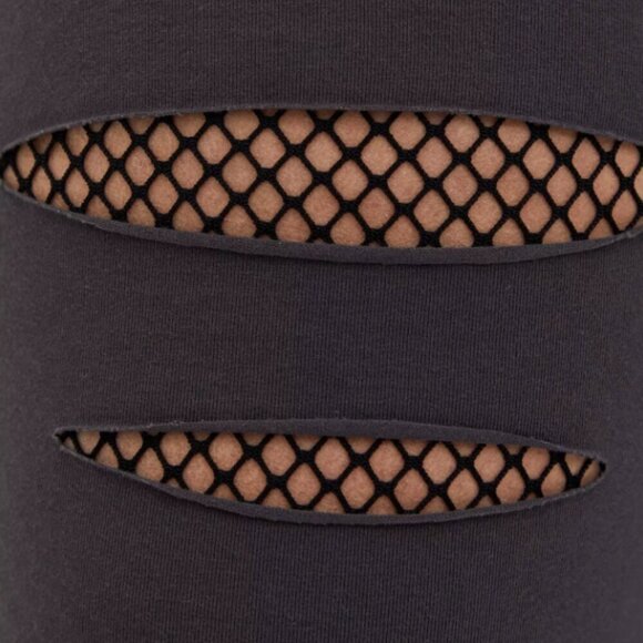 Torrid Full Length Signature Waist Split Legging gray fishnet mesh inset 3x NEW - Picture 4 of 6